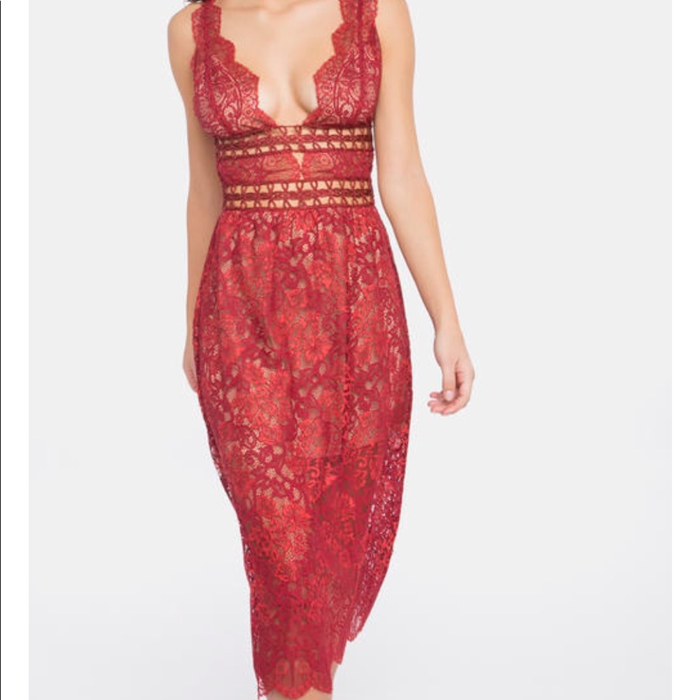 For Love and Lemons Mon Cheri Midi Dress